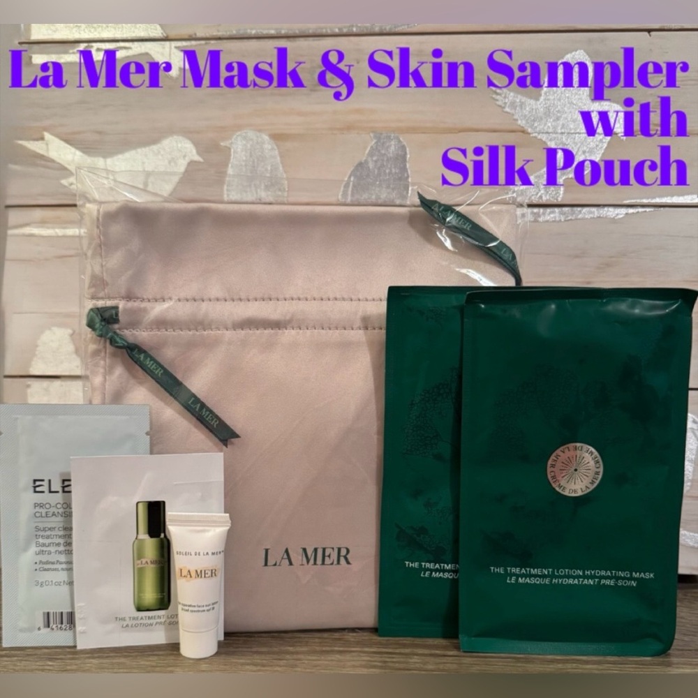 NEW Set of 2 La Mer Skincare Masks with skin samples & Silk Pouch
